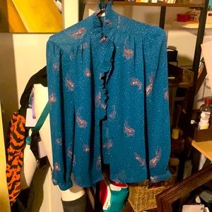 High neck vintage button up